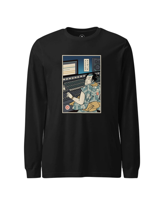 Samurai Audio Engineer Ukiyo-e Unisex Long Sleeve Tee Black - Samurai Original
