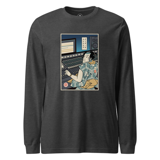 Samurai Audio Engineer Ukiyo-e Unisex Long Sleeve Tee Dark Grey Heather - Samurai Original