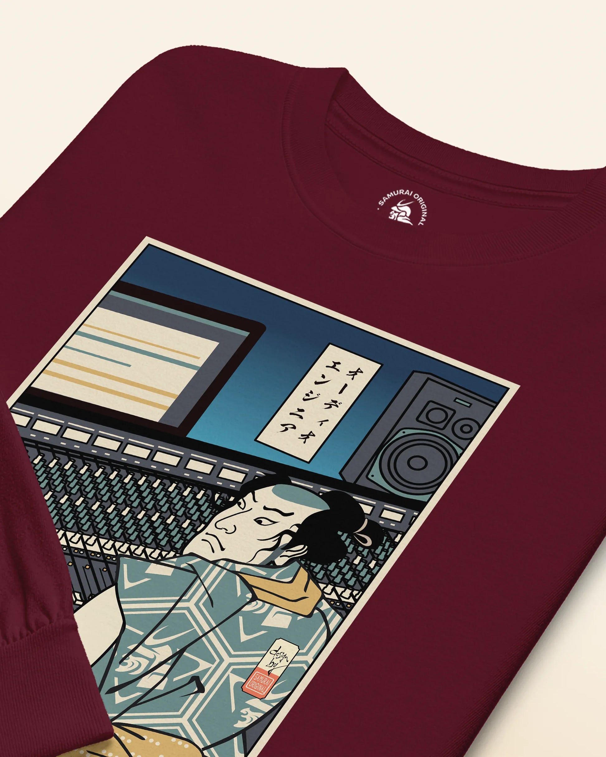 Samurai Audio Engineer Ukiyo-e Unisex Long Sleeve Tee - Samurai Original