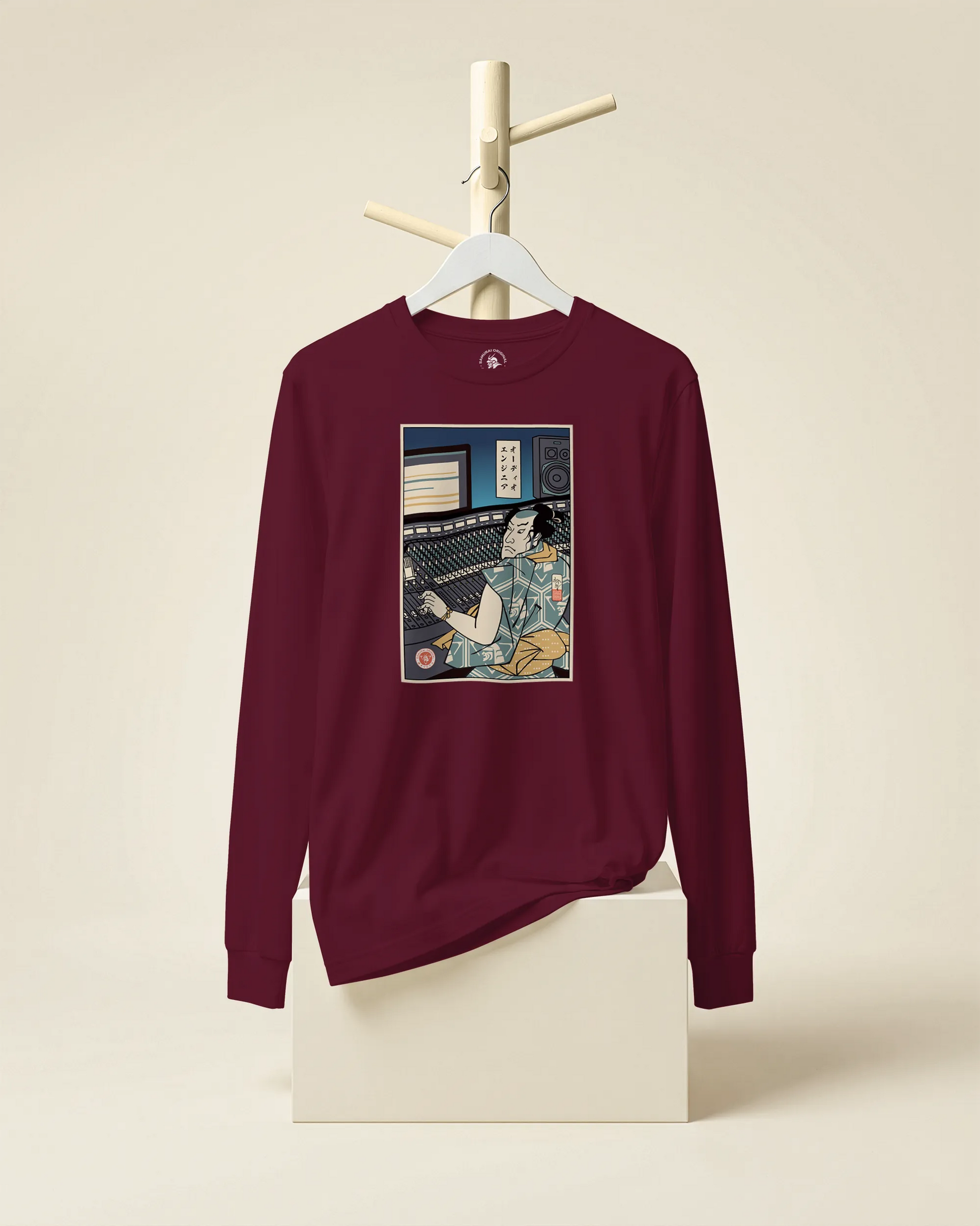Samurai Audio Engineer Ukiyo-e Unisex Long Sleeve Tee - Samurai Original