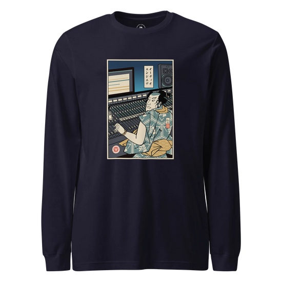 Samurai Audio Engineer Ukiyo-e Unisex Long Sleeve Tee Navy - Samurai Original