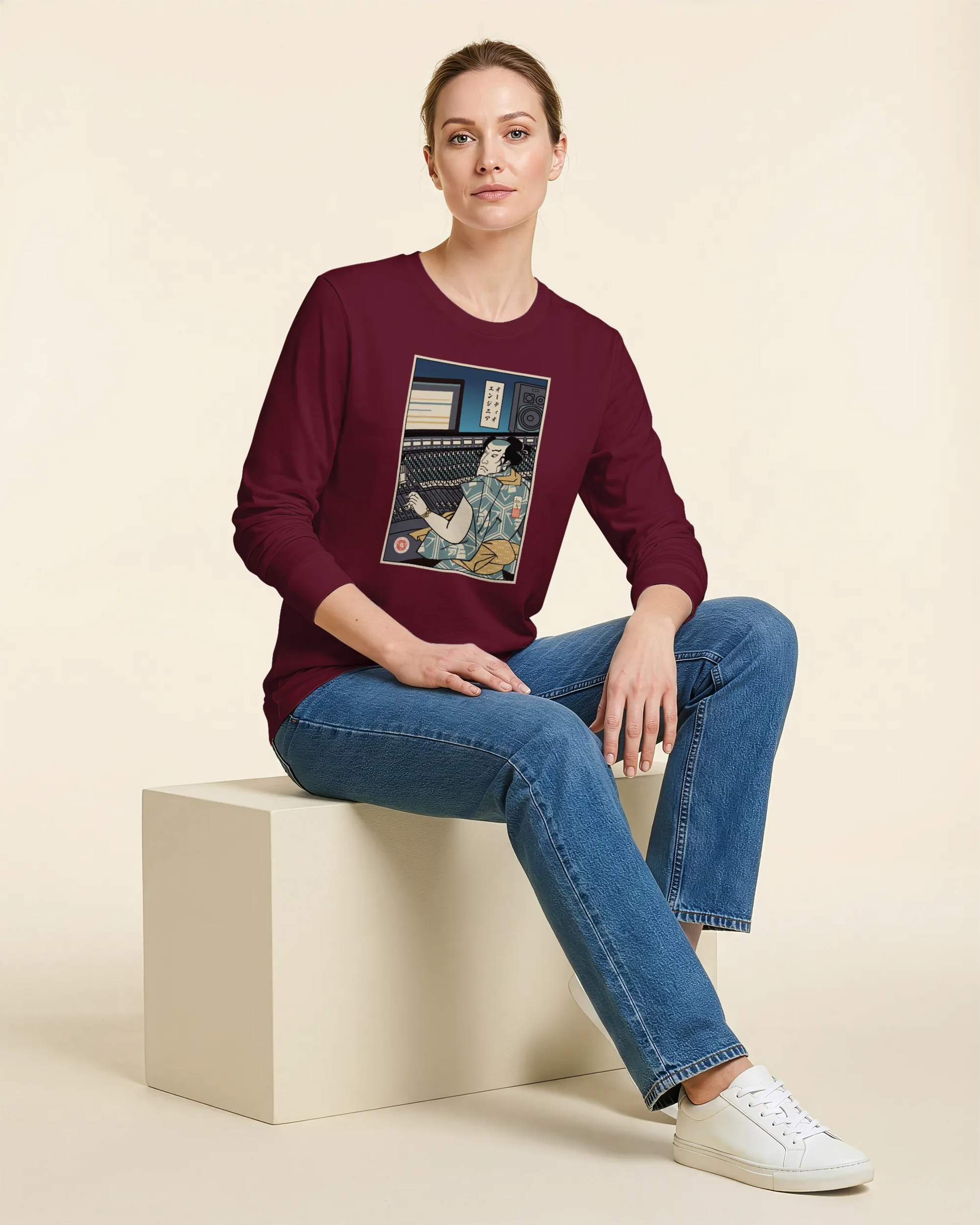Samurai Audio Engineer Ukiyo-e Unisex Long Sleeve Tee - Samurai Original