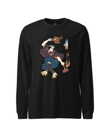 Samurai BBQ Barbecue Funny Ukiyo-e Unisex Long Sleeve Tee