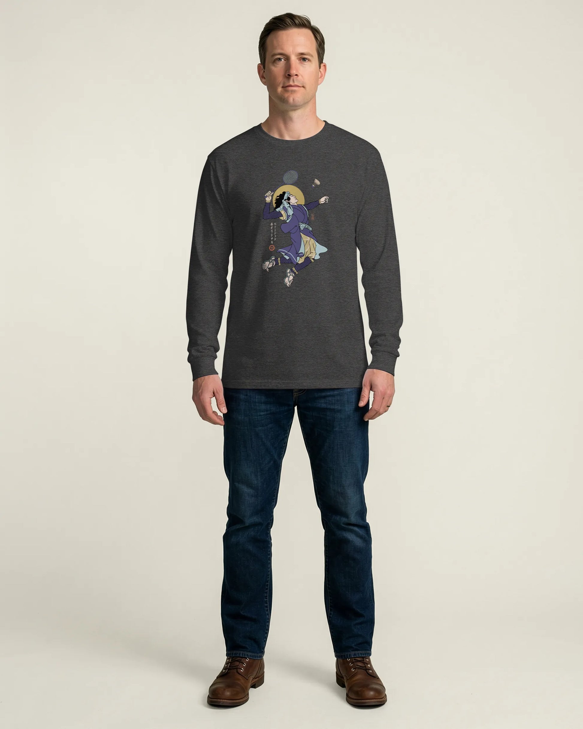 Samurai Badminton Ukiyo-e Unisex Long Sleeve Tee No.1 - Samurai Original