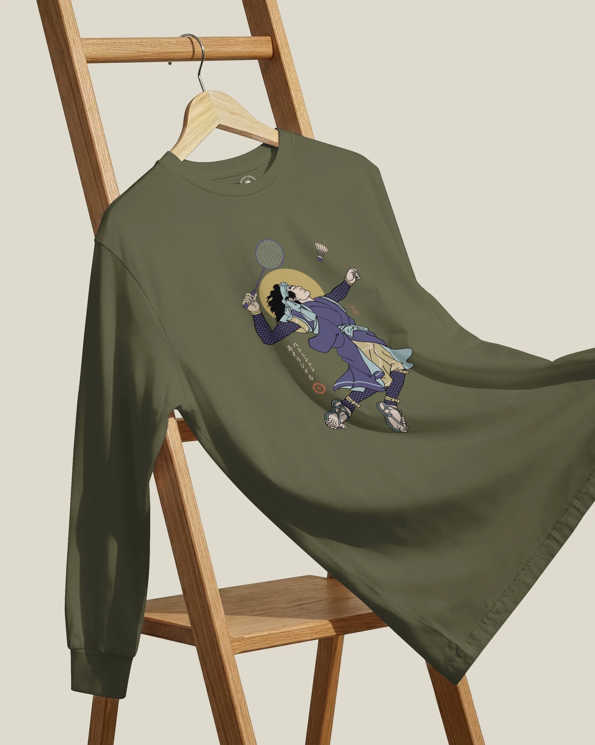 Samurai Badminton Ukiyo-e Unisex Long Sleeve Tee No.1 - Samurai Original