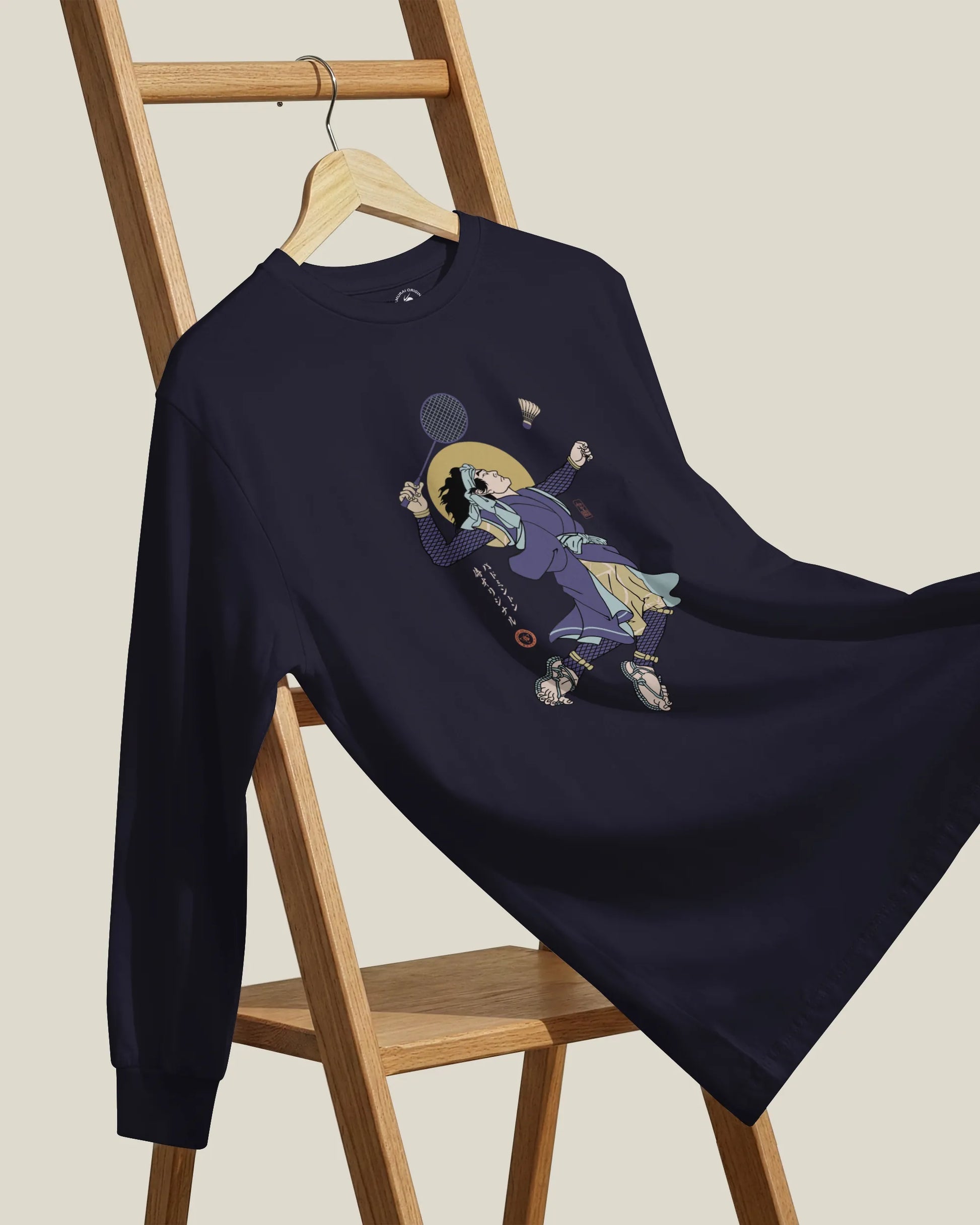 Samurai Badminton Ukiyo-e Unisex Long Sleeve Tee No.1 - Samurai Original