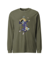 Samurai Badminton Ukiyo-e Unisex Long Sleeve Tee No.1 Military Green - Samurai Original