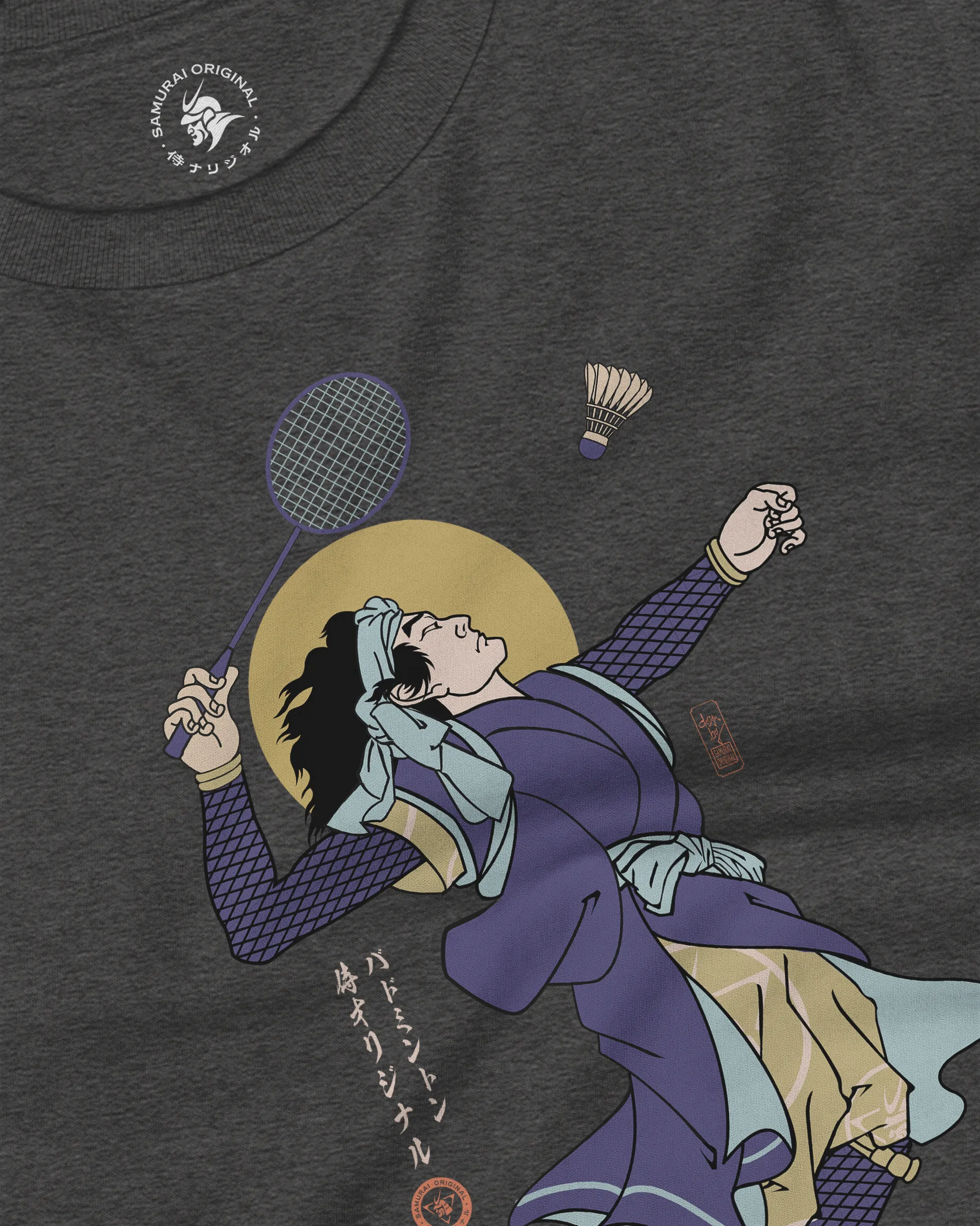 Samurai Badminton Ukiyo-e Unisex Long Sleeve Tee No.1 - Samurai Original
