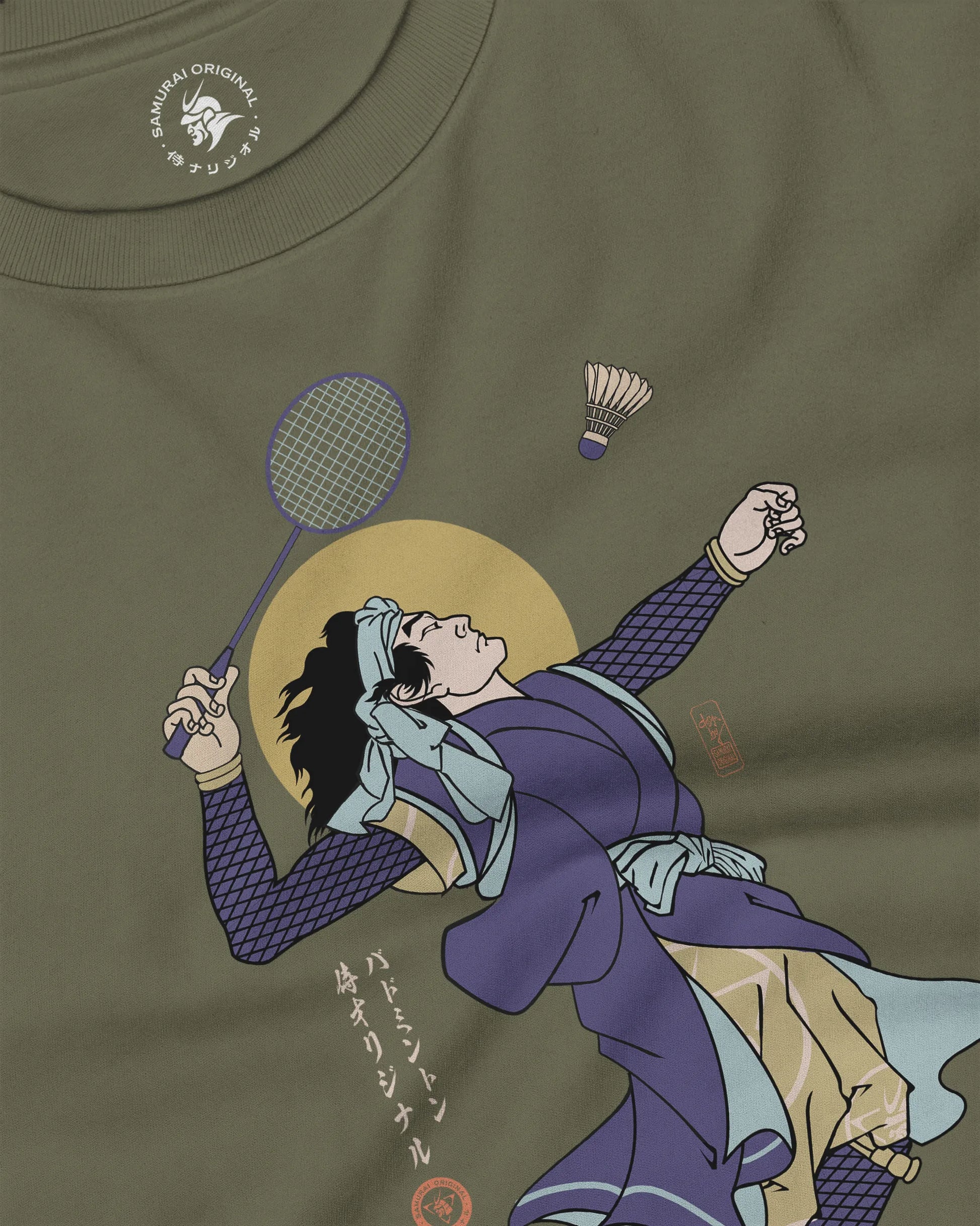 Samurai Badminton Ukiyo-e Unisex Long Sleeve Tee No.1 - Samurai Original