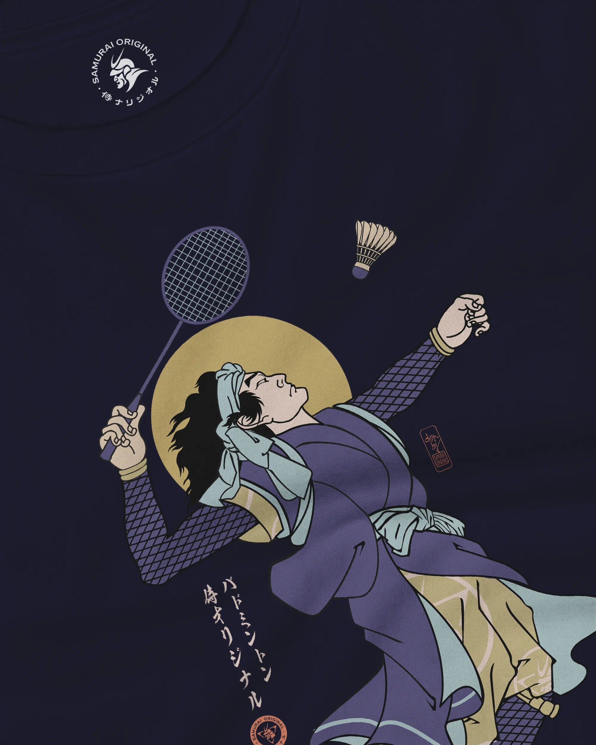 Samurai Badminton Ukiyo-e Unisex Long Sleeve Tee No.1 - Samurai Original