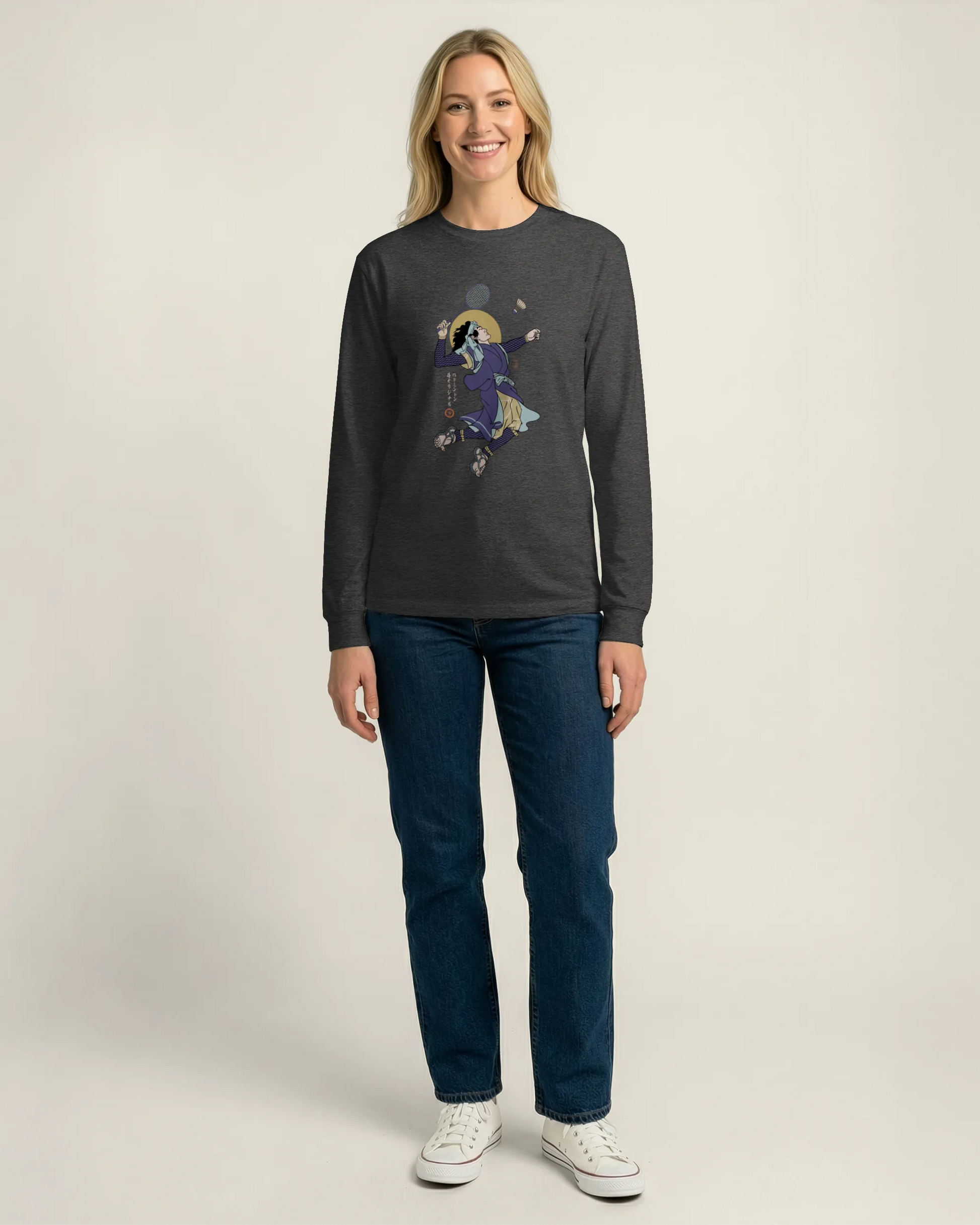 Samurai Badminton Ukiyo-e Unisex Long Sleeve Tee No.1 - Samurai Original