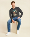 Samurai Banjo Player Music Ukiyo-e Unisex Long Sleeve Tee - Samurai Original