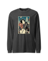Samurai Banjo Player Music Ukiyo-e Unisex Long Sleeve Tee Dark Grey Heather - Samurai Original