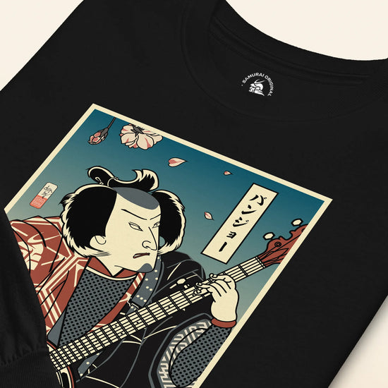 Samurai Banjo Player Music Ukiyo-e Unisex Long Sleeve Tee - Samurai Original