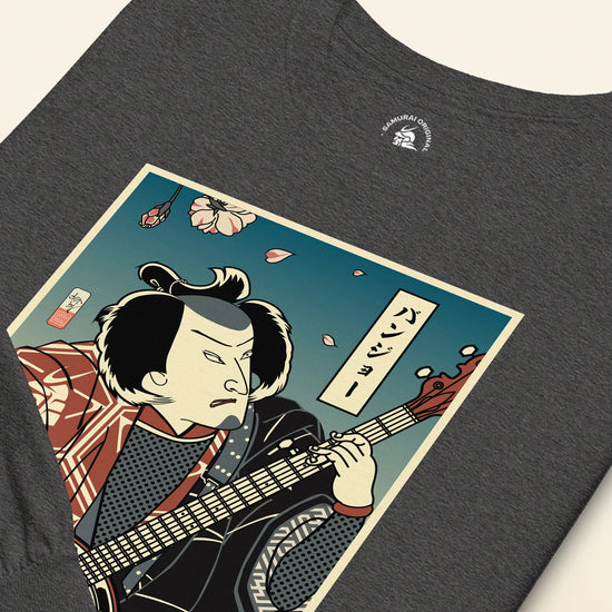 Samurai Banjo Player Music Ukiyo-e Unisex Long Sleeve Tee - Samurai Original