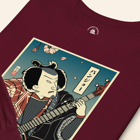 Samurai Banjo Player Music Ukiyo-e Unisex Long Sleeve Tee - Samurai Original
