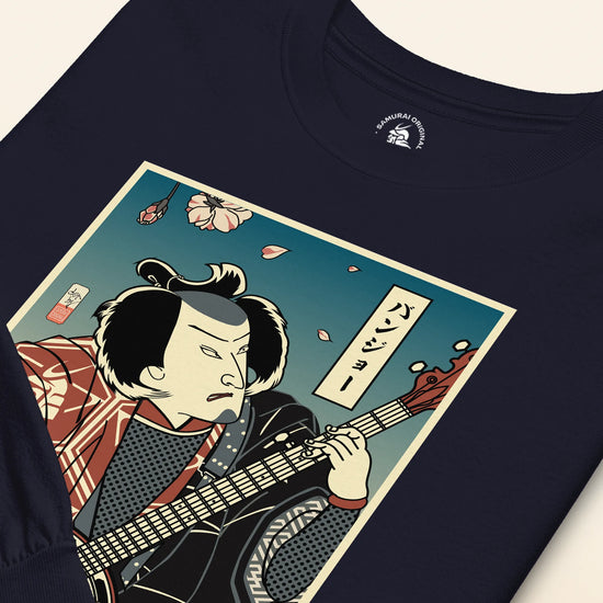 Samurai Banjo Player Music Ukiyo-e Unisex Long Sleeve Tee - Samurai Original