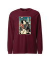 Samurai Banjo Player Music Ukiyo-e Unisex Long Sleeve Tee Maroon - Samurai Original