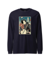 Samurai Banjo Player Music Ukiyo-e Unisex Long Sleeve Tee Navy - Samurai Original