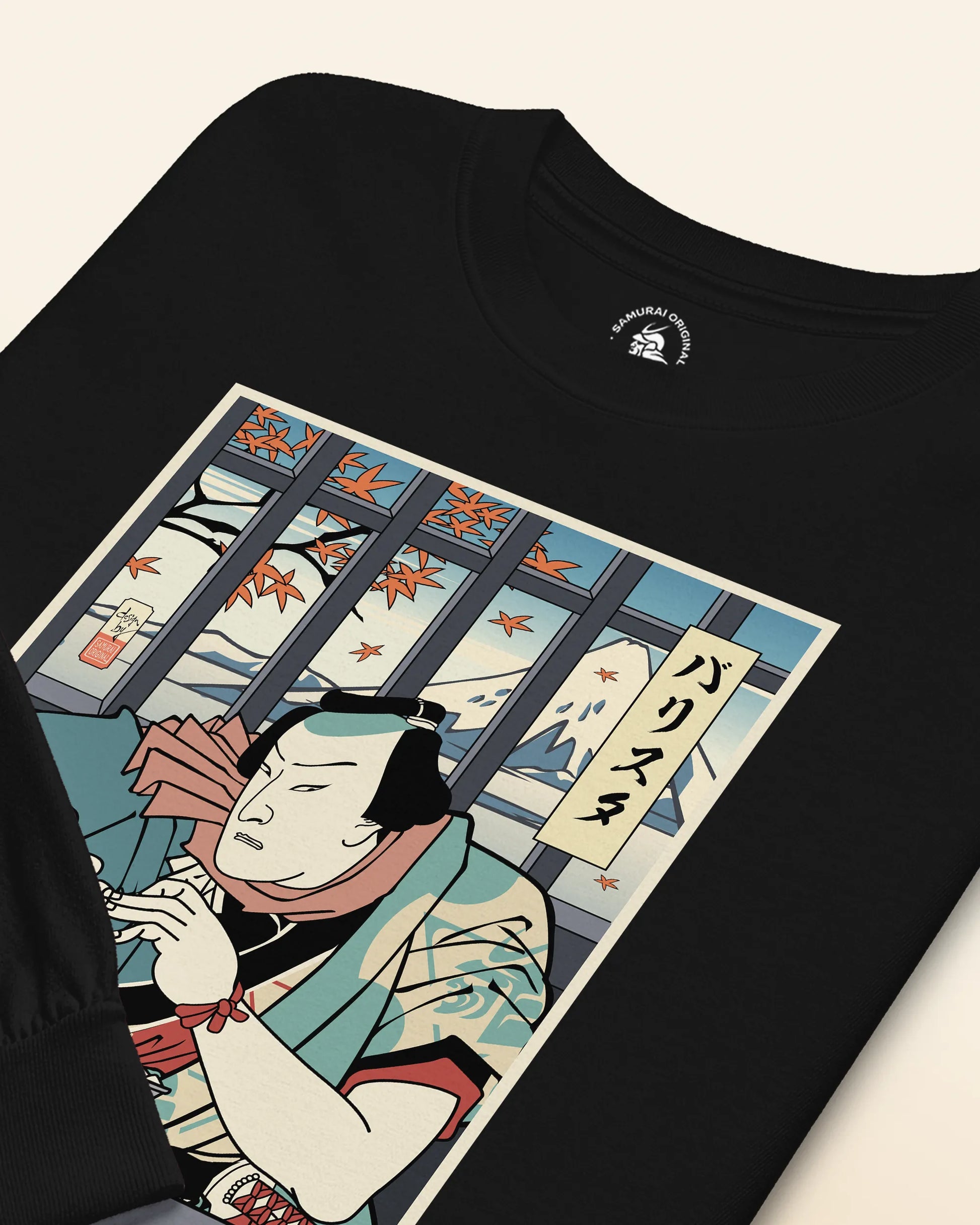 Samurai Barista Coffee Ukiyo-e Unisex Long Sleeve Tee - Samurai Original