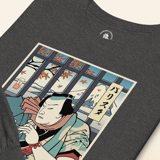 Samurai Barista Coffee Ukiyo-e Unisex Long Sleeve Tee - Samurai Original