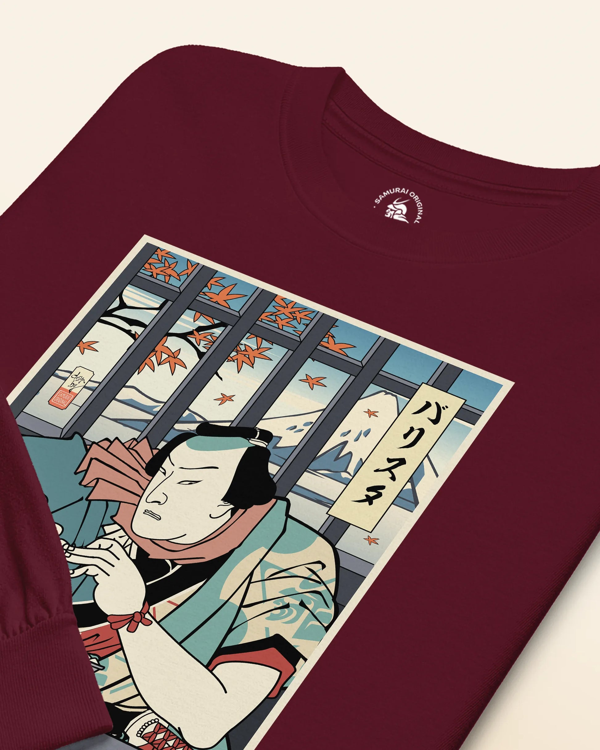 Samurai Barista Coffee Ukiyo-e Unisex Long Sleeve Tee - Samurai Original