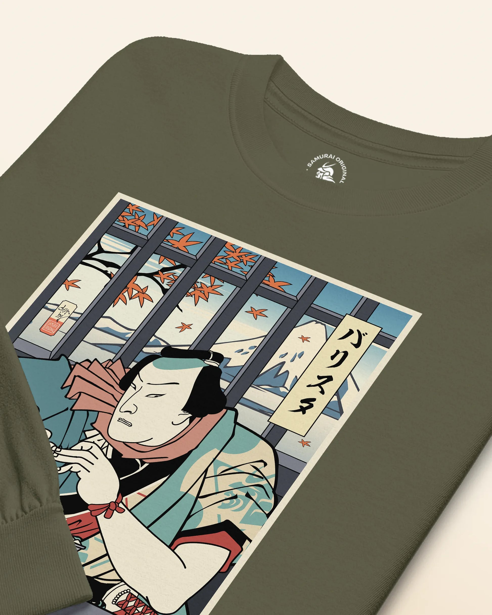 Samurai Barista Coffee Ukiyo-e Unisex Long Sleeve Tee - Samurai Original