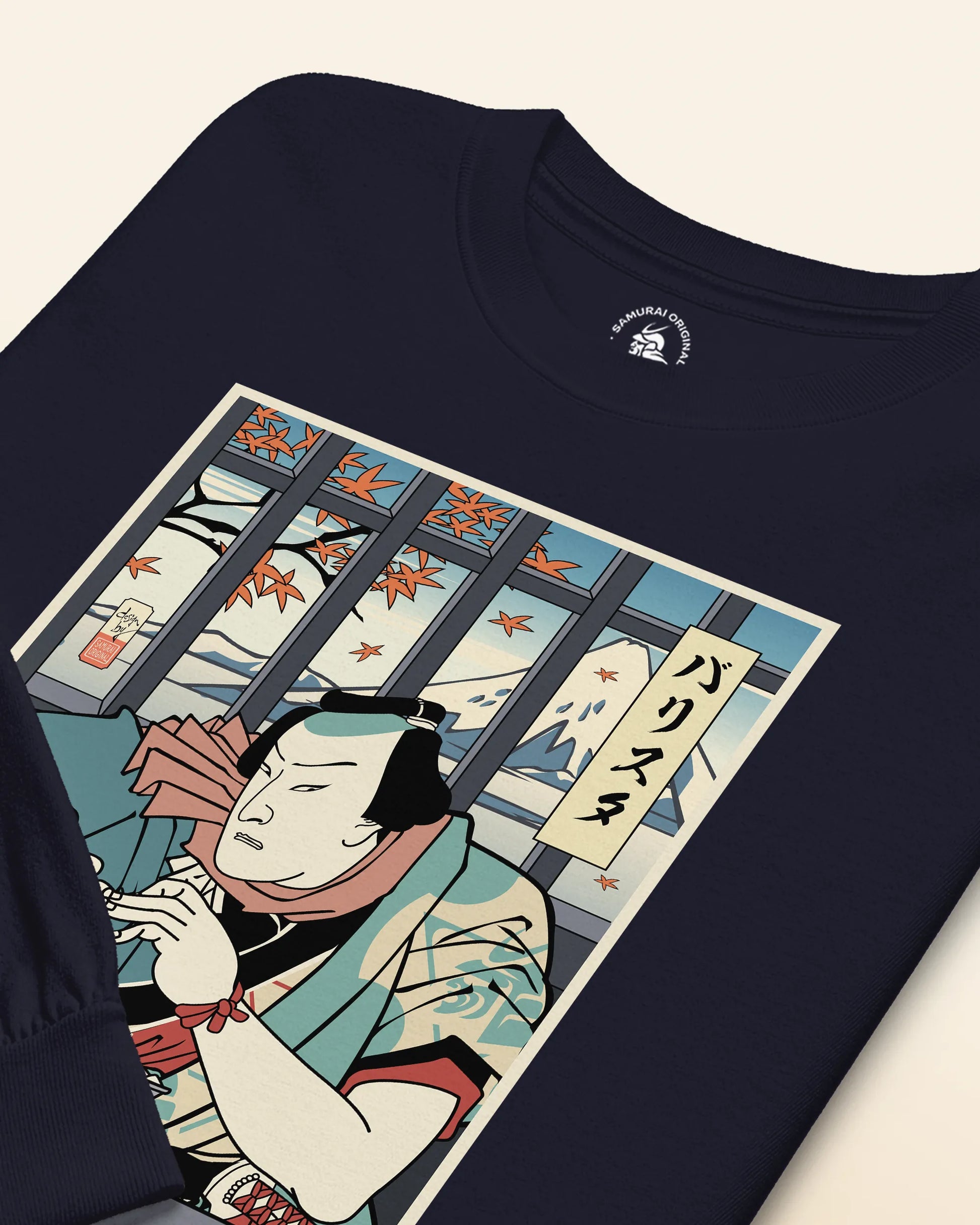 Samurai Barista Coffee Ukiyo-e Unisex Long Sleeve Tee - Samurai Original