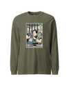 Samurai Barista Coffee Ukiyo-e Unisex Long Sleeve Tee Military Green - Samurai Original