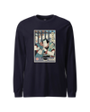 Samurai Barista Coffee Ukiyo-e Unisex Long Sleeve Tee Navy - Samurai Original