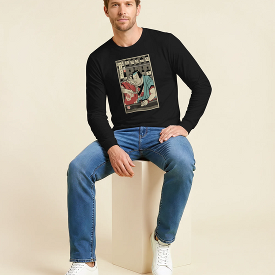 Samurai Bartender Wine Ukiyo-e Unisex Long Sleeve Tee - Samurai Original
