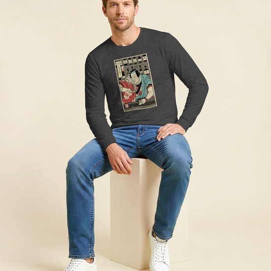 Samurai Bartender Wine Ukiyo-e Unisex Long Sleeve Tee - Samurai Original