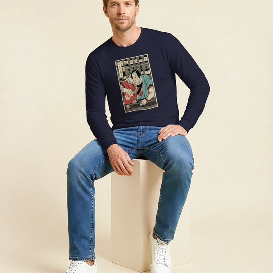 Samurai Bartender Wine Ukiyo-e Unisex Long Sleeve Tee - Samurai Original