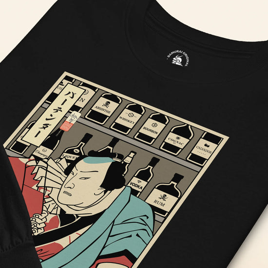 Samurai Bartender Wine Ukiyo-e Unisex Long Sleeve Tee - Samurai Original