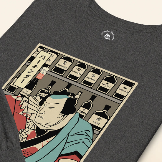 Samurai Bartender Wine Ukiyo-e Unisex Long Sleeve Tee - Samurai Original