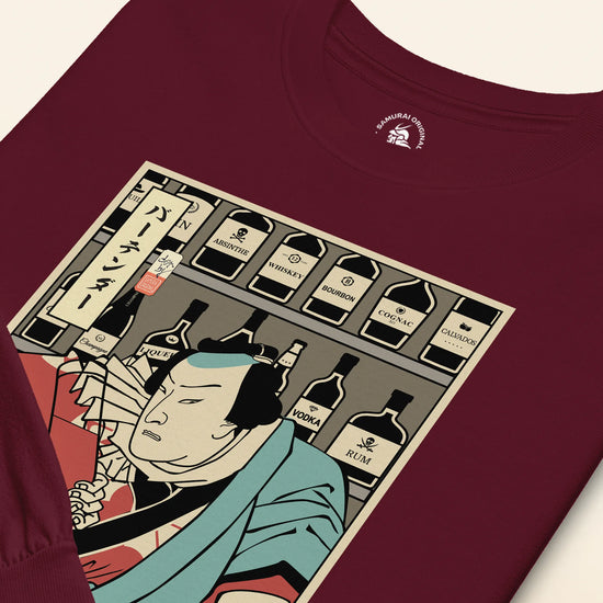 Samurai Bartender Wine Ukiyo-e Unisex Long Sleeve Tee - Samurai Original