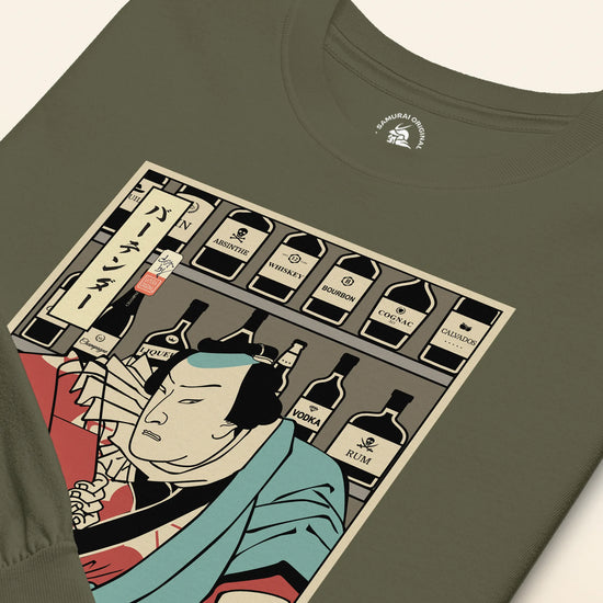 Samurai Bartender Wine Ukiyo-e Unisex Long Sleeve Tee - Samurai Original