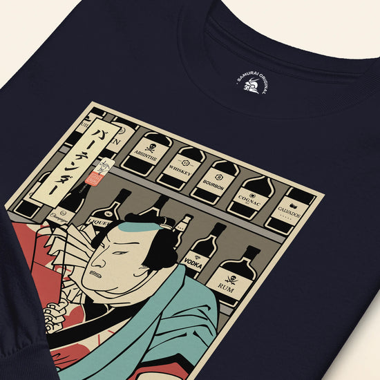Samurai Bartender Wine Ukiyo-e Unisex Long Sleeve Tee - Samurai Original