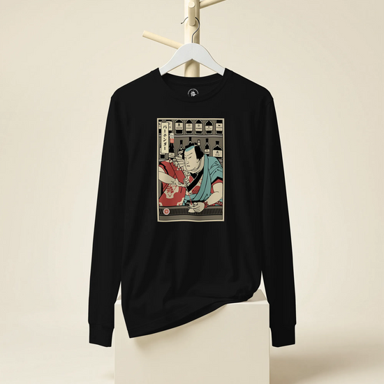 Samurai Bartender Wine Ukiyo-e Unisex Long Sleeve Tee - Samurai Original