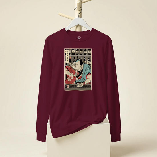 Samurai Bartender Wine Ukiyo-e Unisex Long Sleeve Tee - Samurai Original