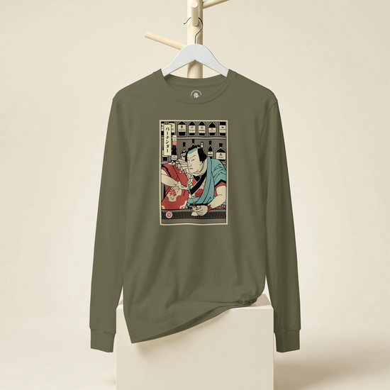Samurai Bartender Wine Ukiyo-e Unisex Long Sleeve Tee - Samurai Original