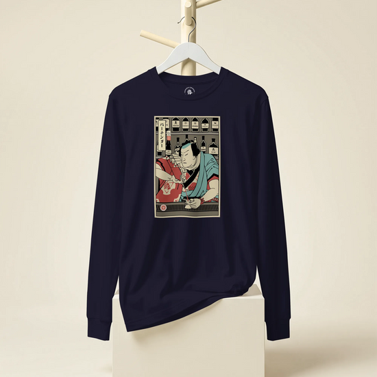 Samurai Bartender Wine Ukiyo-e Unisex Long Sleeve Tee - Samurai Original