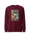 Samurai Bartender Wine Ukiyo-e Unisex Long Sleeve Tee Maroon - Samurai Original
