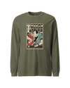 Samurai Bartender Wine Ukiyo-e Unisex Long Sleeve Tee Military Green - Samurai Original
