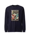 Samurai Bartender Wine Ukiyo-e Unisex Long Sleeve Tee Navy - Samurai Original