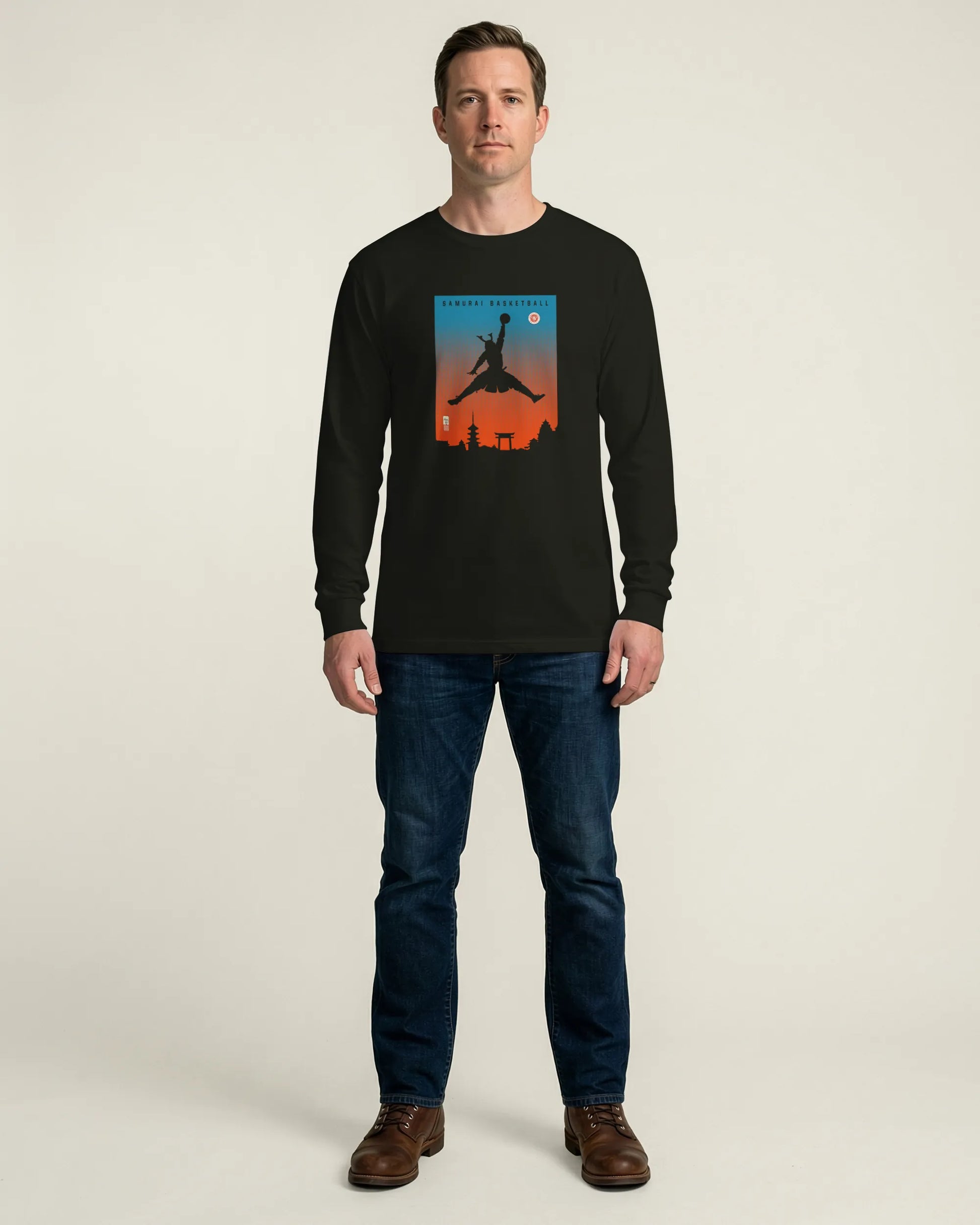 Samurai Basketball Ukiyo-e Unisex Long Sleeve Tee - Samurai Original