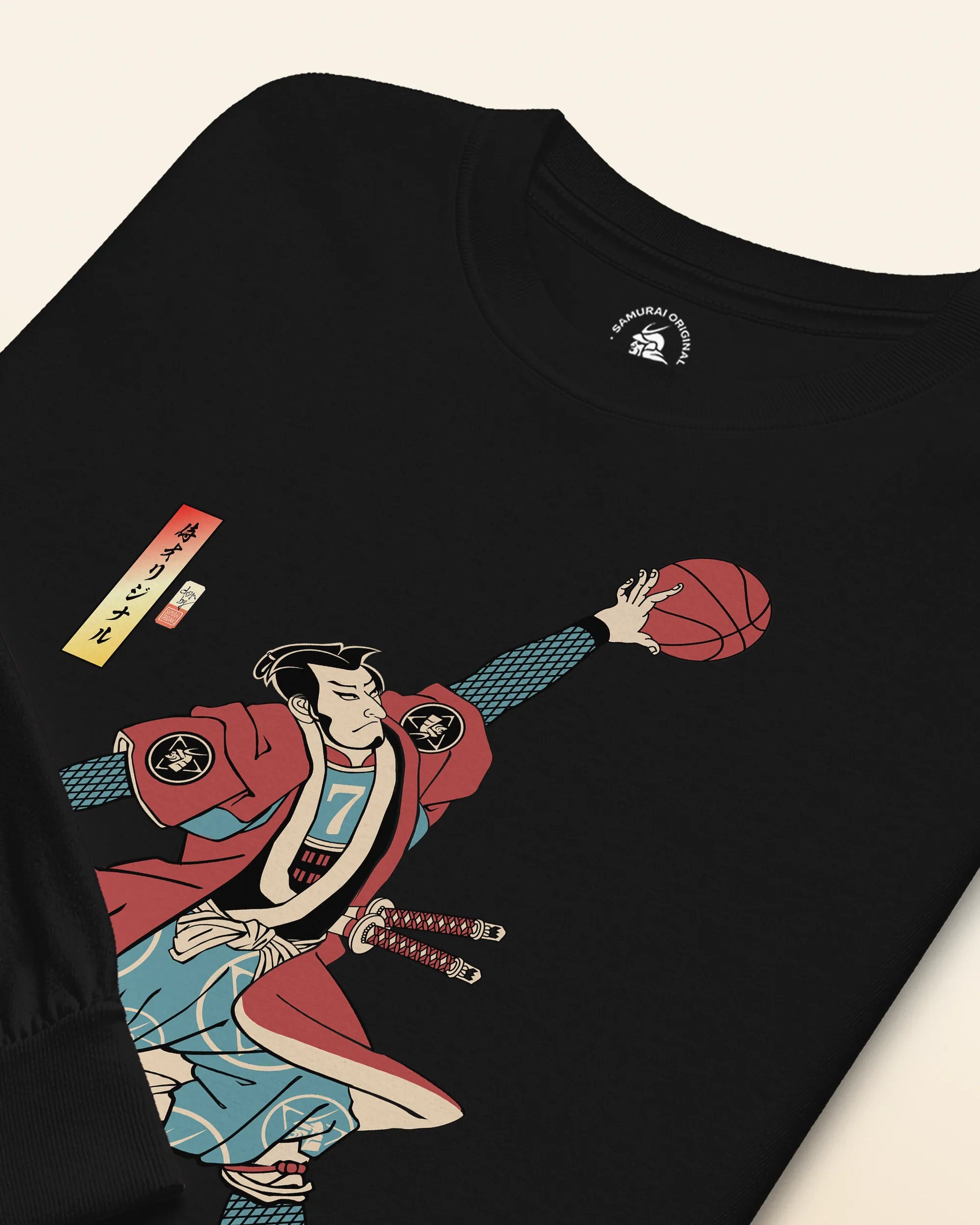 Samurai Basketball Player 3 Sport Ukiyo-e Unisex Long Sleeve Tee - Samurai Original