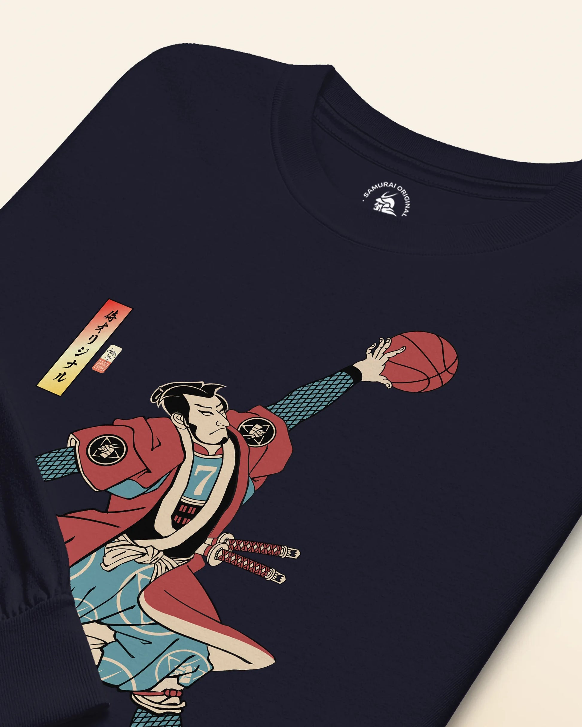 Samurai Basketball Player 3 Sport Ukiyo-e Unisex Long Sleeve Tee - Samurai Original