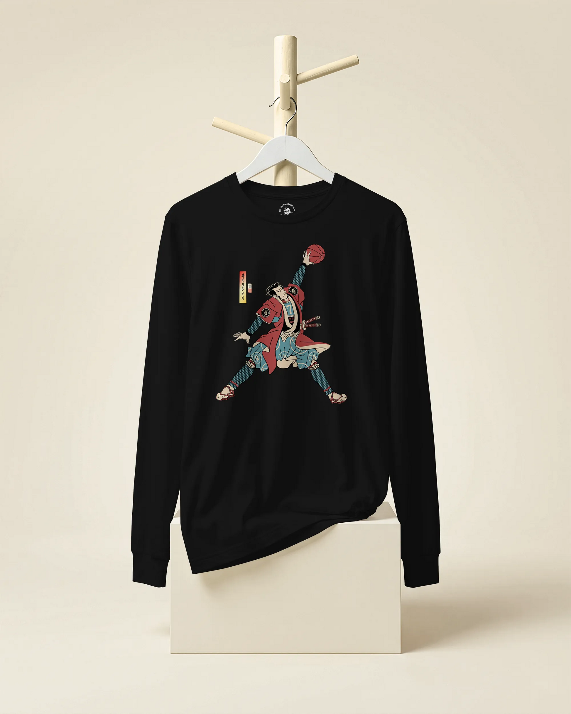 Samurai Basketball Player 3 Sport Ukiyo-e Unisex Long Sleeve Tee - Samurai Original