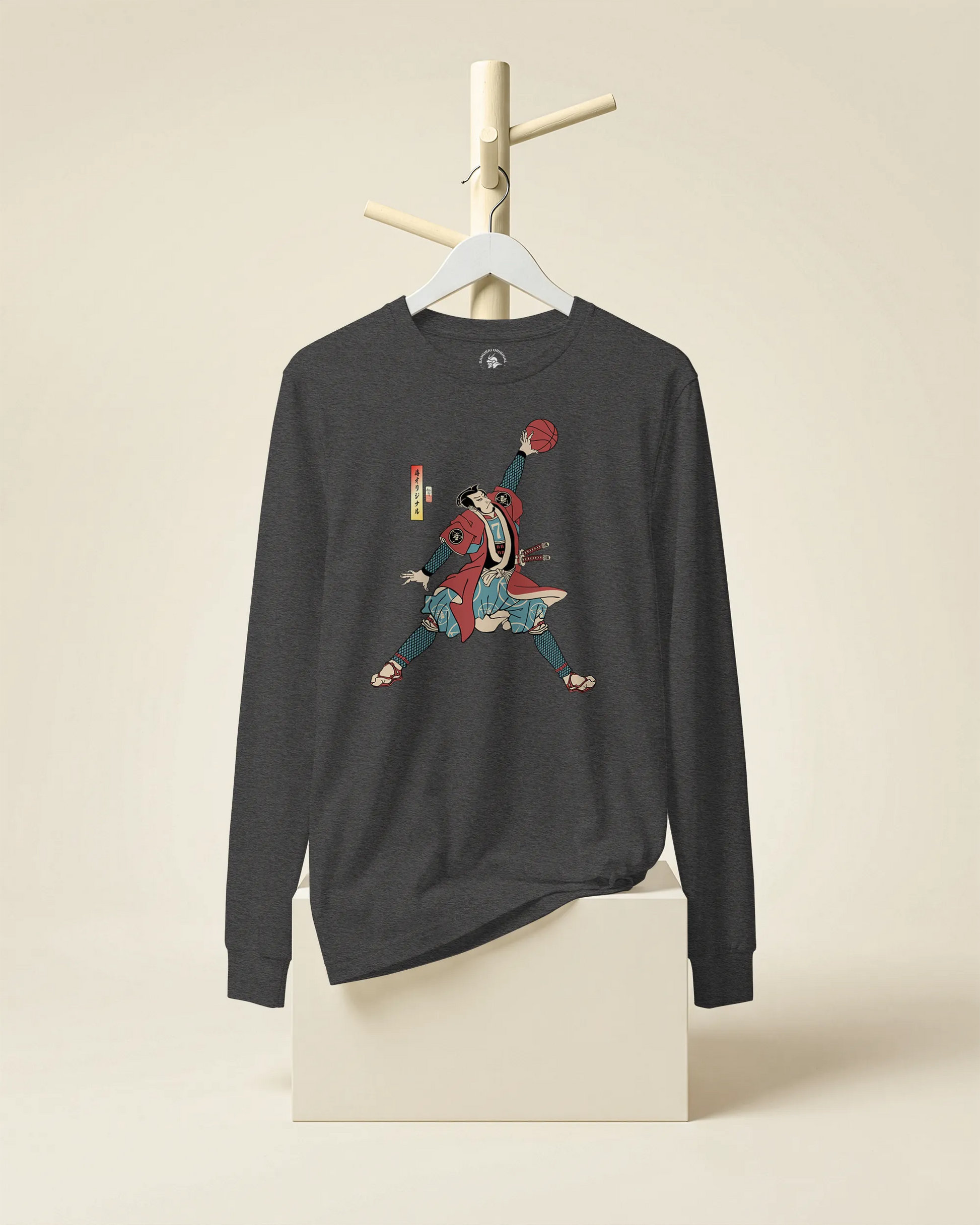 Samurai Basketball Player 3 Sport Ukiyo-e Unisex Long Sleeve Tee - Samurai Original
